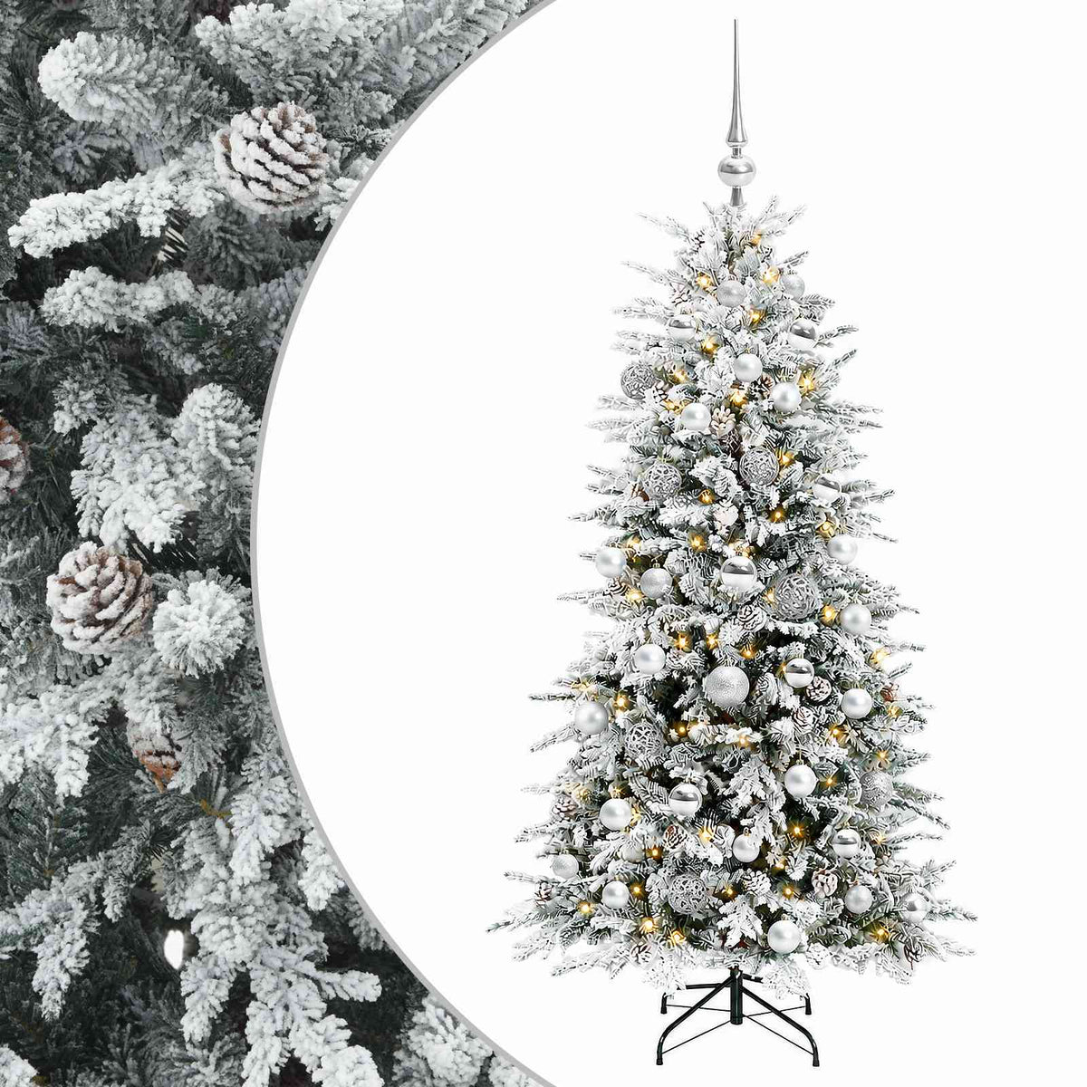 vidaXL Artificial Christmas Tree with Bauble 150 cm 150 LEDs