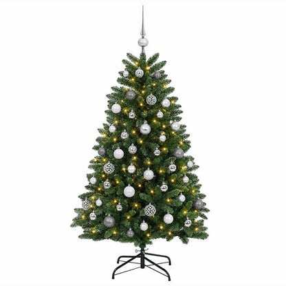 vidaXL Artificial Christmas Tree Mid-green with Bauble 150 cm 150 LEDs