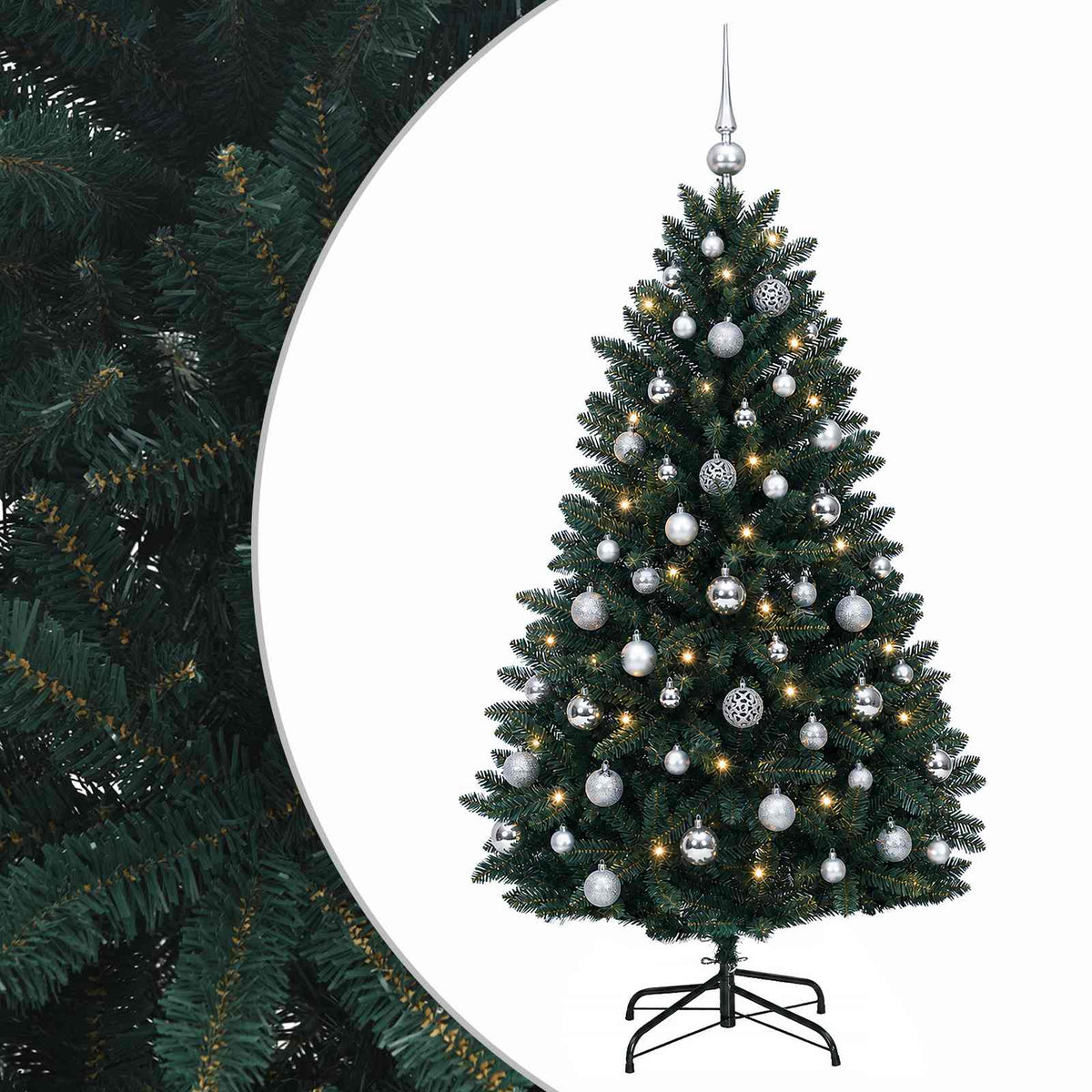 vidaXL Artificial Christmas Tree Dark Green with Bauble 150 cm
