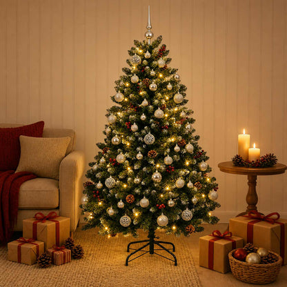 vidaXL Artificial Christmas Tree Green with Bauble 180 cm 300 LEDs
