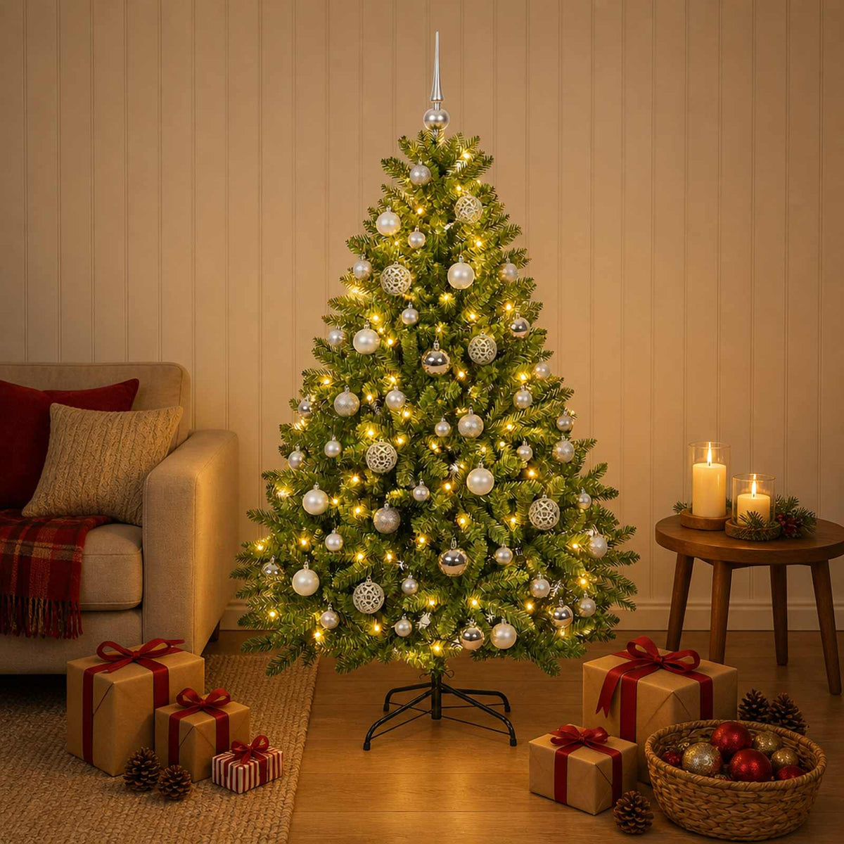 vidaXL Artificial Christmas Tree Light Green with Bauble 180 cm