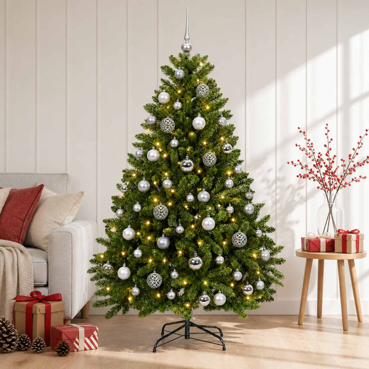 vidaXL Artificial Christmas Tree Light Green with Bauble 120 cm