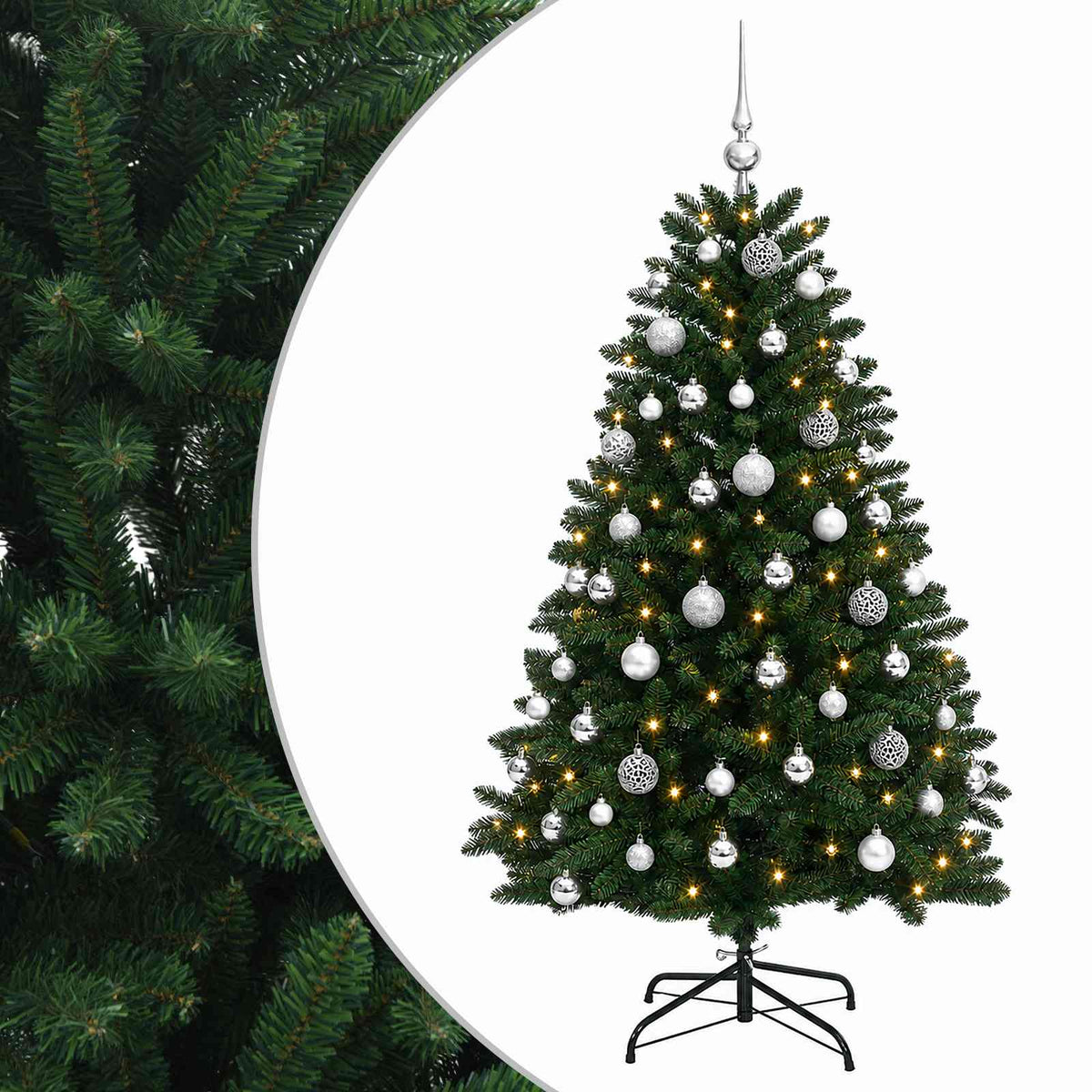 vidaXL Artificial Christmas Tree Mid-green with Ornament 150 cm