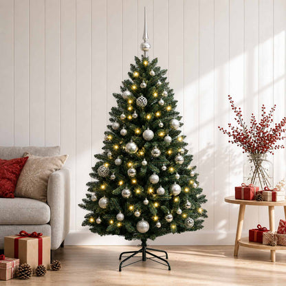 vidaXL Artificial Christmas Tree Dark Green with Baubles 180 cm