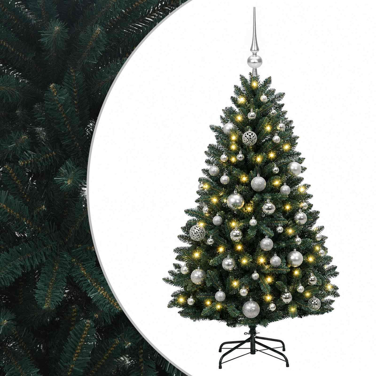 vidaXL Artificial Dark Green Christmas Tree with Baubles 120 cm