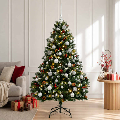 vidaXL Artificial Christmas Tree Green with Baubles 180 cm 300 LEDs