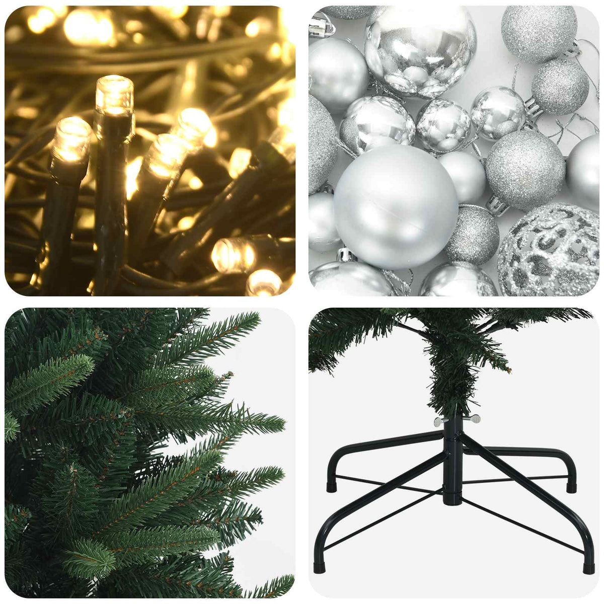 vidaXL Artificial Christmas Tree with Bauble 120 cm 150 LEDs