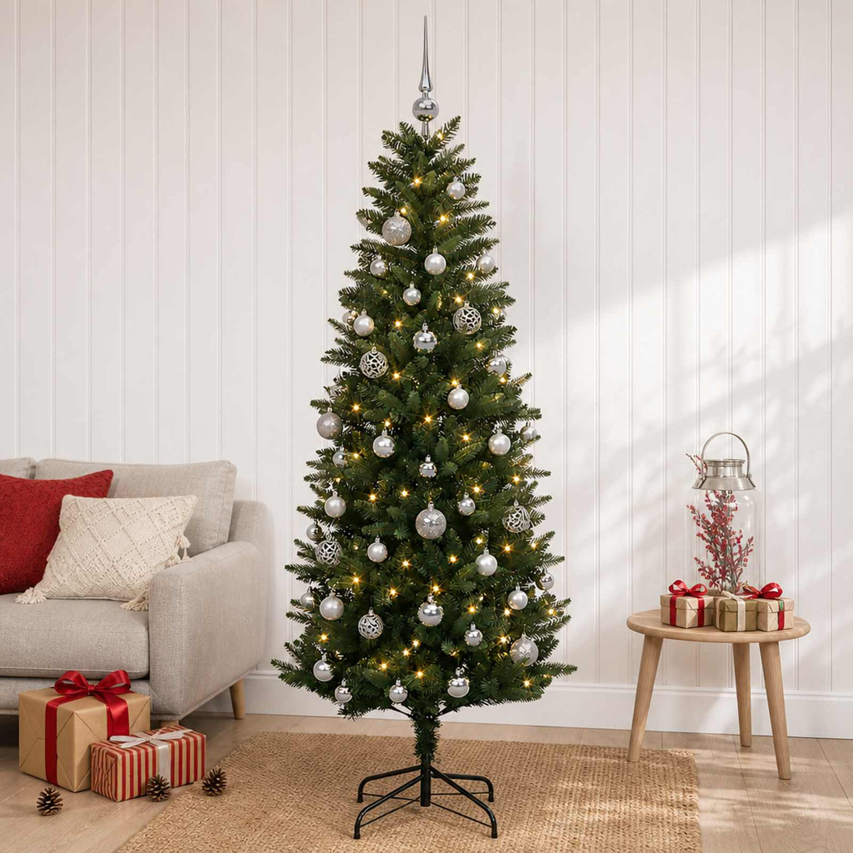 vidaXL Artificial Christmas Tree with Bauble 150 cm 150 LEDs