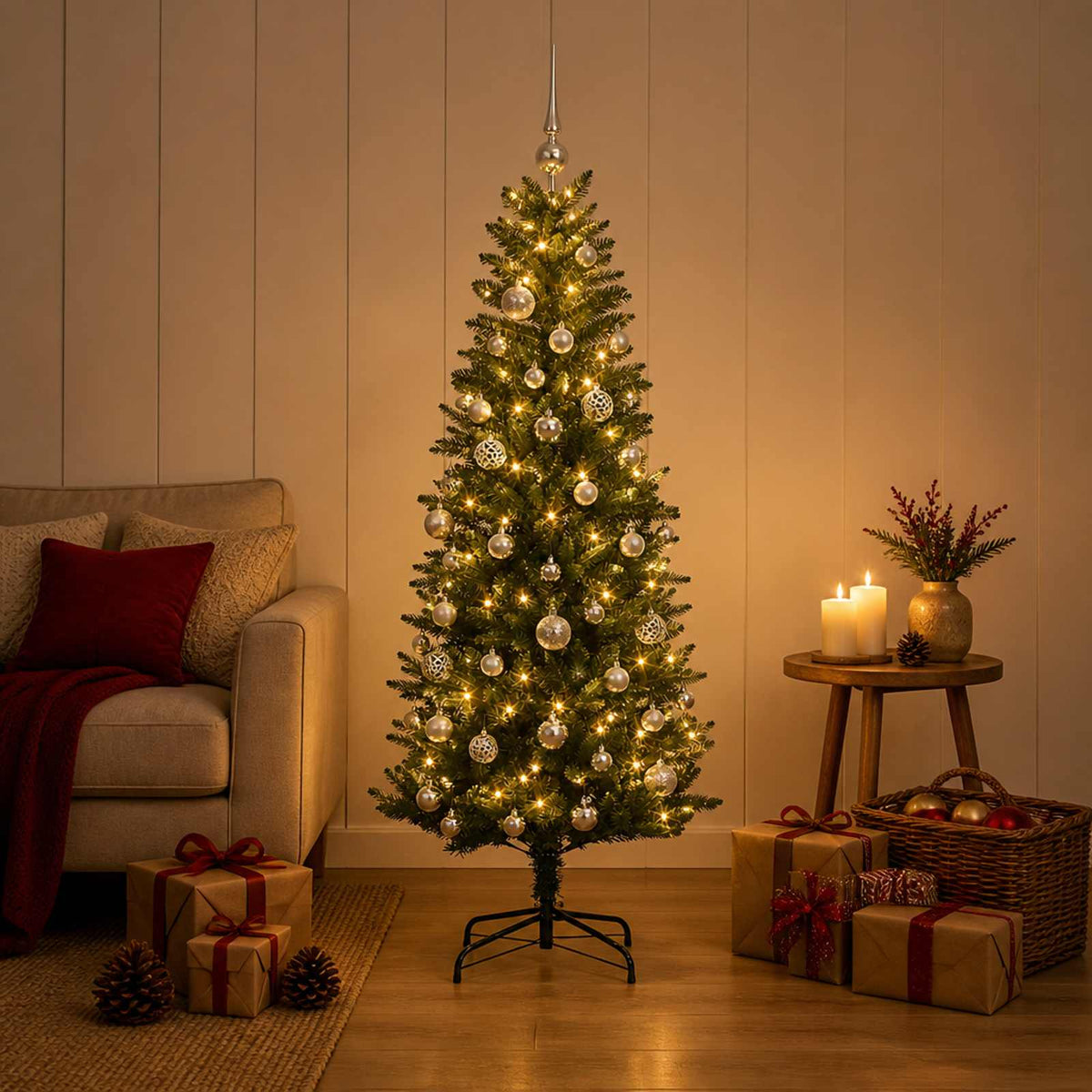 vidaXL Artificial Christmas Tree with Bauble 150 cm 150 LEDs