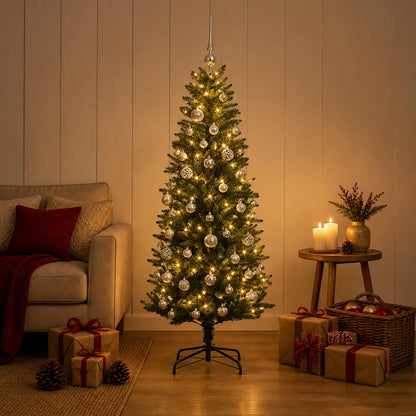 vidaXL Artificial Christmas Tree with Bauble 150 cm 150 LEDs