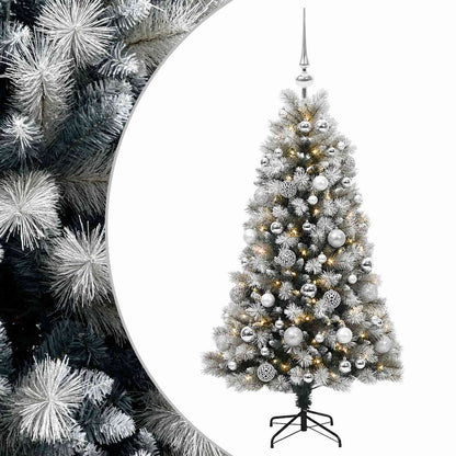 vidaXL Artificial Hinged Christmas Tree with Baubles 150 cm 150 LEDs
