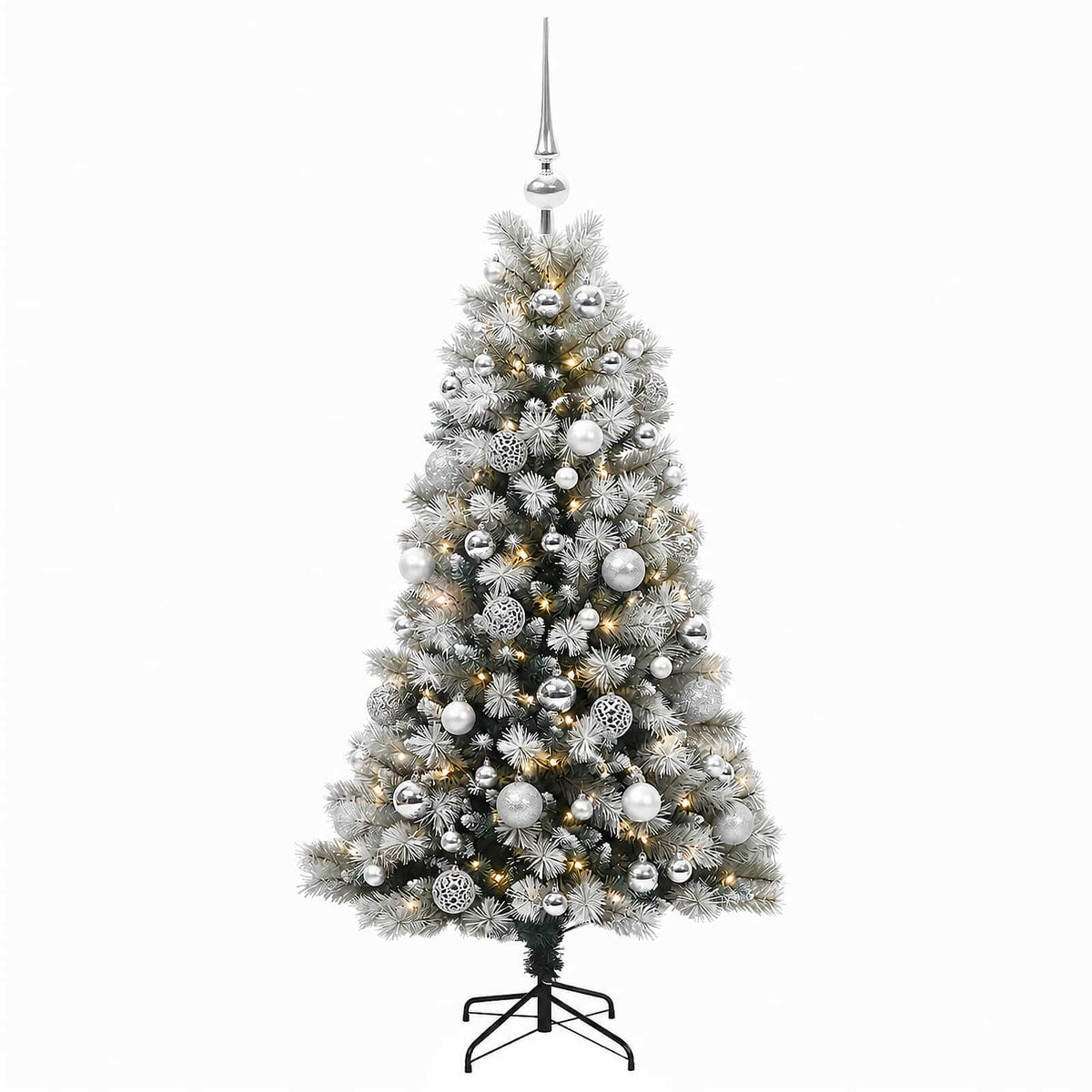 vidaXL Artificial Hinged Christmas Tree with Baubles 150 cm 150 LEDs