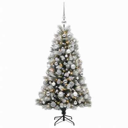 vidaXL Artificial Hinged Christmas Tree with Baubles 150 cm 150 LEDs