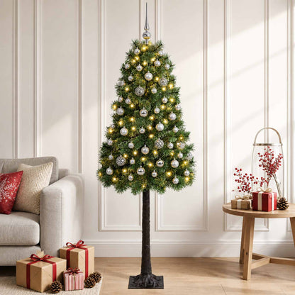 vidaXL Artificial Hinged Christmas Tree with Baubles 180 cm 300 LEDs