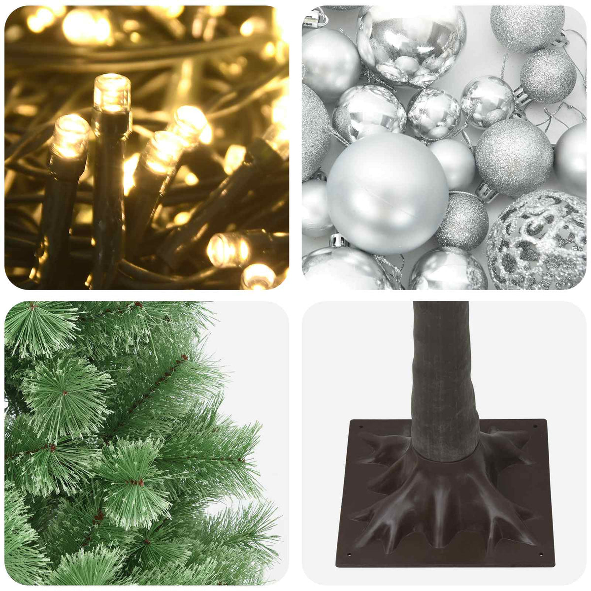 vidaXL Artificial Hinged Christmas Tree with Baubles 150 cm 150 LEDs