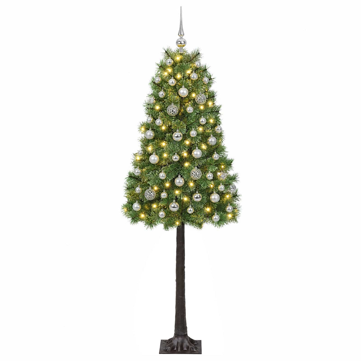 vidaXL Artificial Hinged Christmas Tree with Baubles 150 cm 150 LEDs