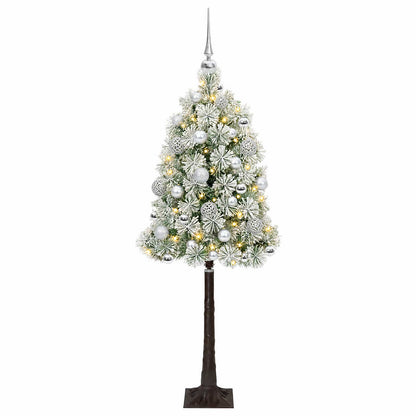 vidaXL Artificial Hinged Christmas Tree with Baubles 120 cm 150 LEDs