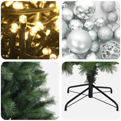 vidaXL Artificial Hinged Christmas Tree with Baubles 150 cm 150 LEDs