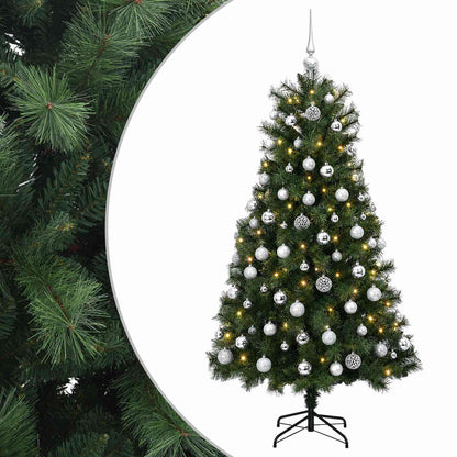 vidaXL Artificial Hinged Christmas Tree with Baubles 150 cm 150 LEDs
