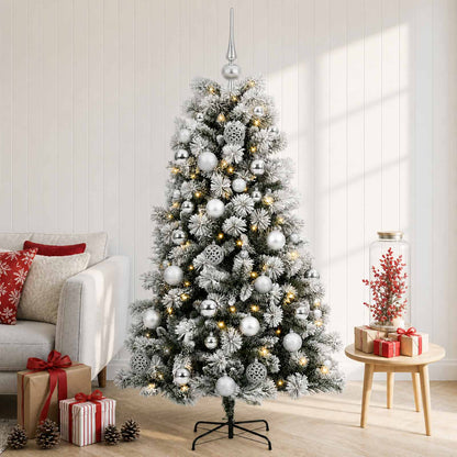 vidaXL Artificial Hinged Christmas Tree with Baubles 150 cm 150 LEDs