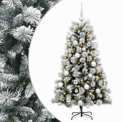 vidaXL Artificial Hinged Christmas Tree with Baubles 150 cm 150 LEDs