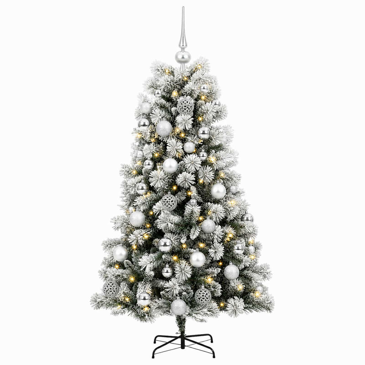 vidaXL Artificial Hinged Christmas Tree with Baubles 150 cm 150 LEDs