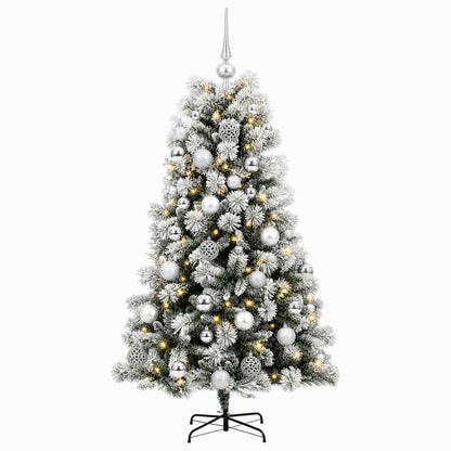 vidaXL Artificial Hinged Christmas Tree with Baubles 150 cm 150 LEDs