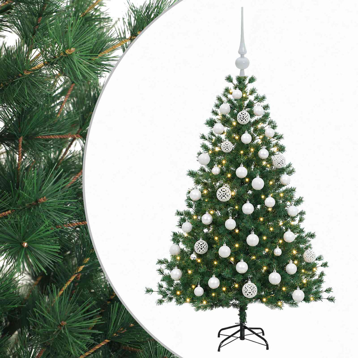vidaXL Artificial Christmas Tree with Bauble 120 cm 150 LEDs