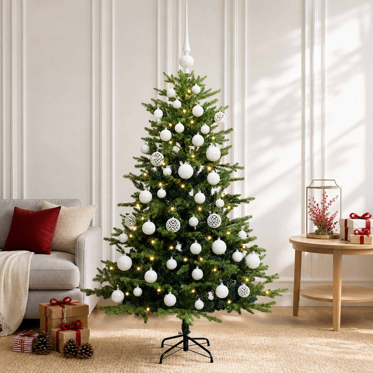 vidaXL Artificial Christmas Tree with Bauble 120 cm 150 LEDs
