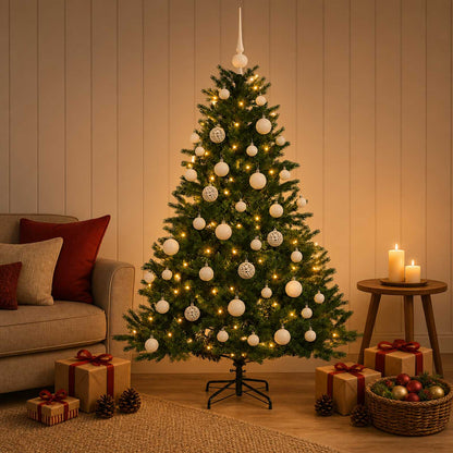 vidaXL Artificial Christmas Tree with Bauble 120 cm 150 LEDs