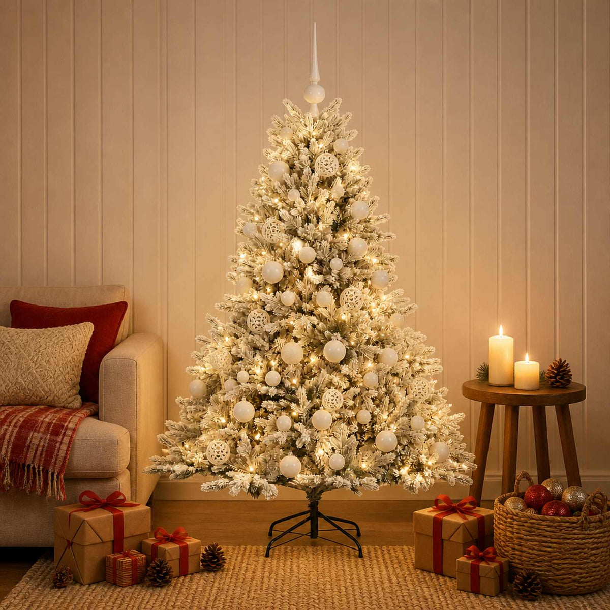 vidaXL Artificial Christmas Tree with Bauble 150 cm 150 LEDs