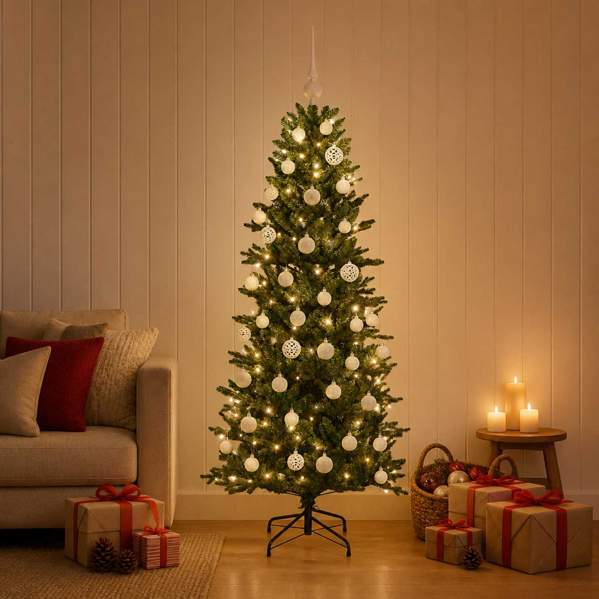 vidaXL Artificial Christmas Tree with Bauble 120 cm 150 LEDs