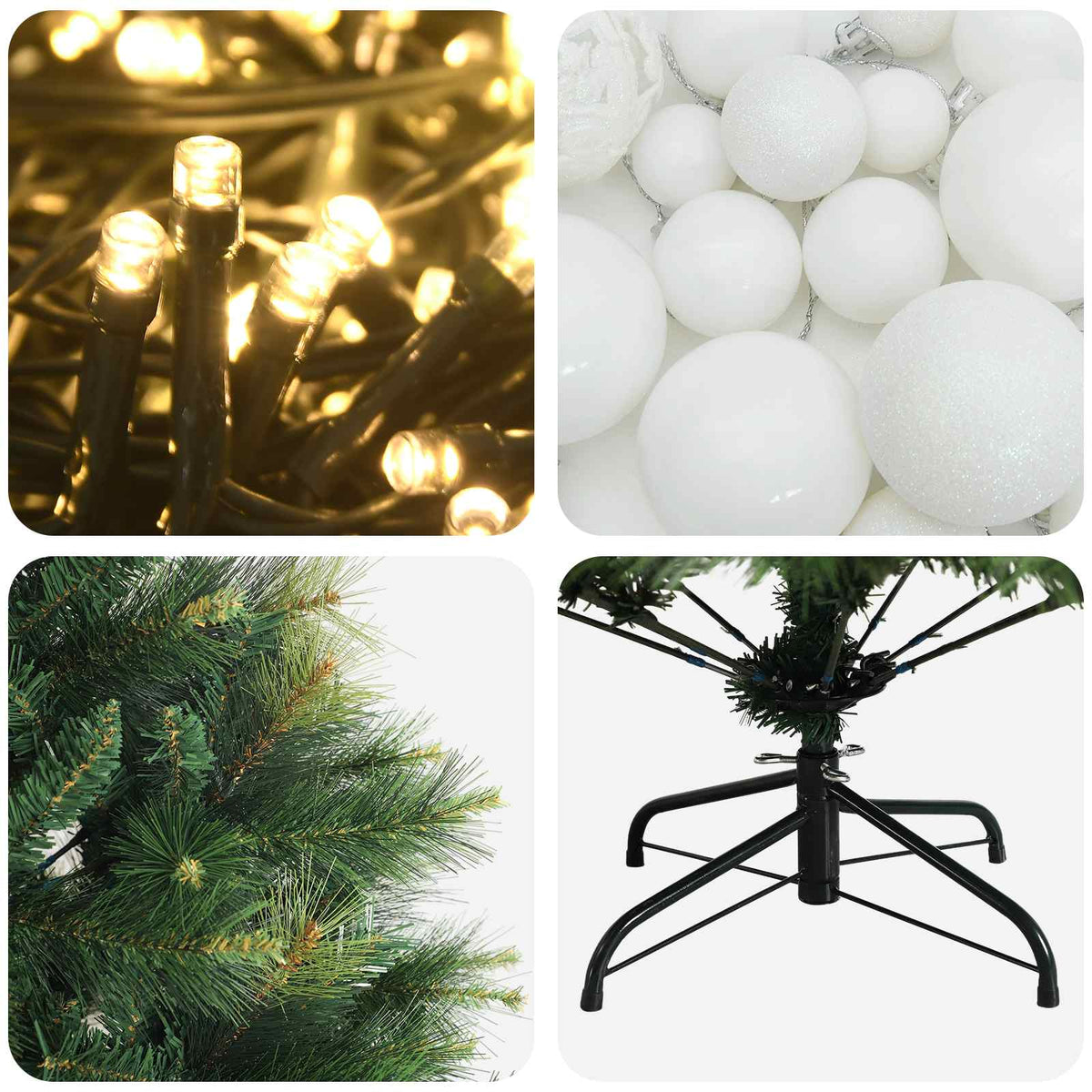 vidaXL Artificial Christmas Tree with Bauble 120 cm 150 LEDs