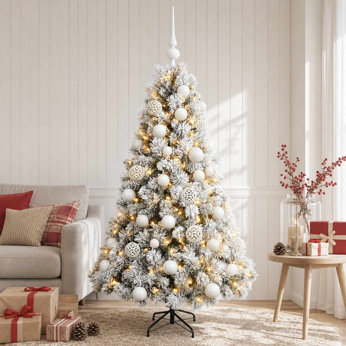 vidaXL Artificial Christmas Tree with Bauble 150 cm 150 LEDs