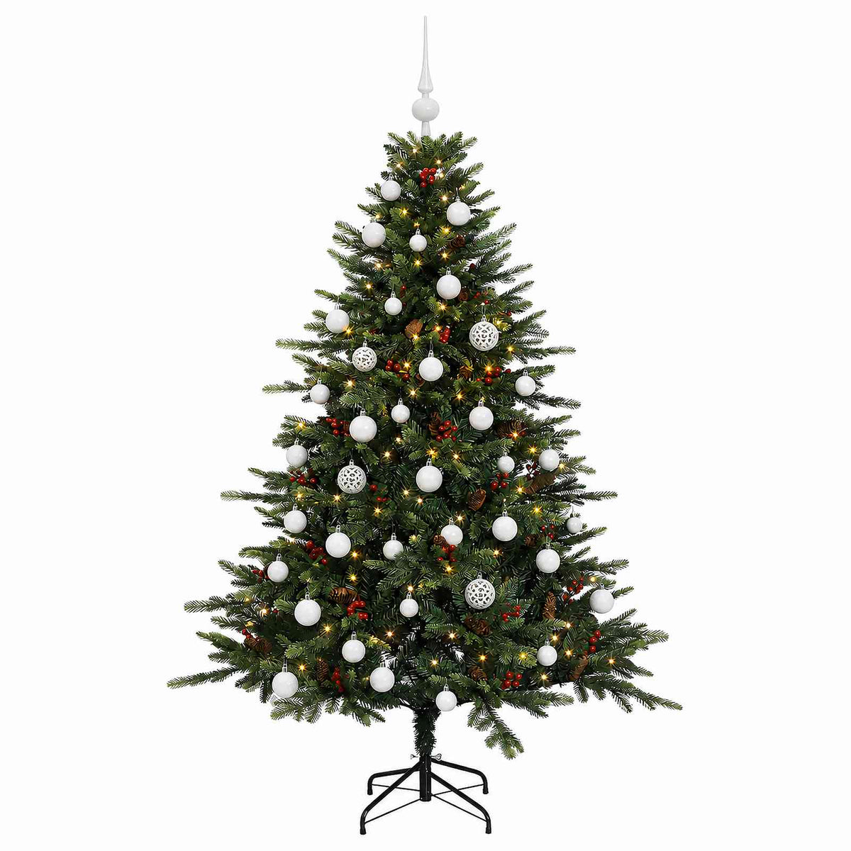 vidaXL Artificial Christmas Tree with Bauble 150 cm 150 LEDs