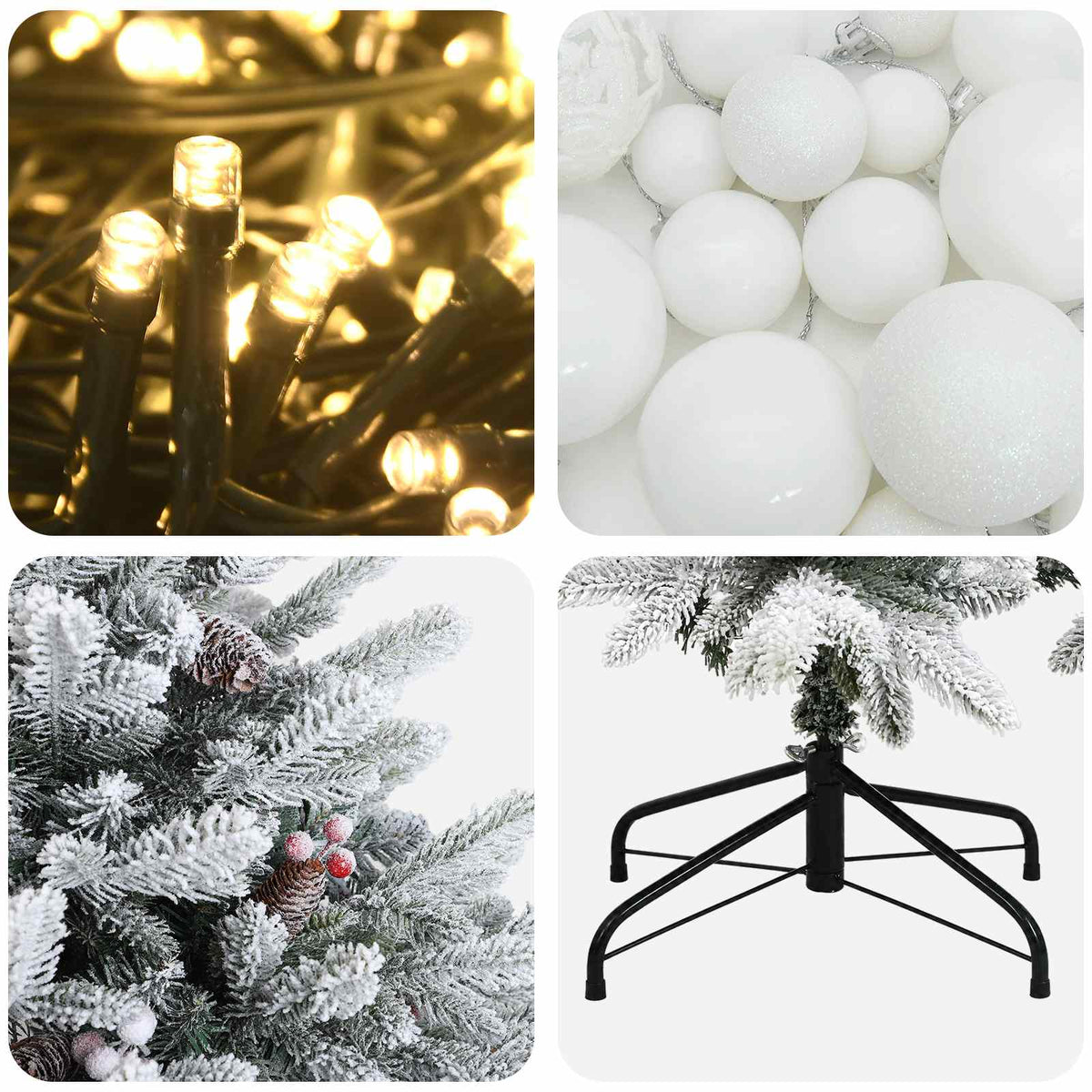 vidaXL Artificial Christmas Tree with Bauble 120 cm 150 LEDs