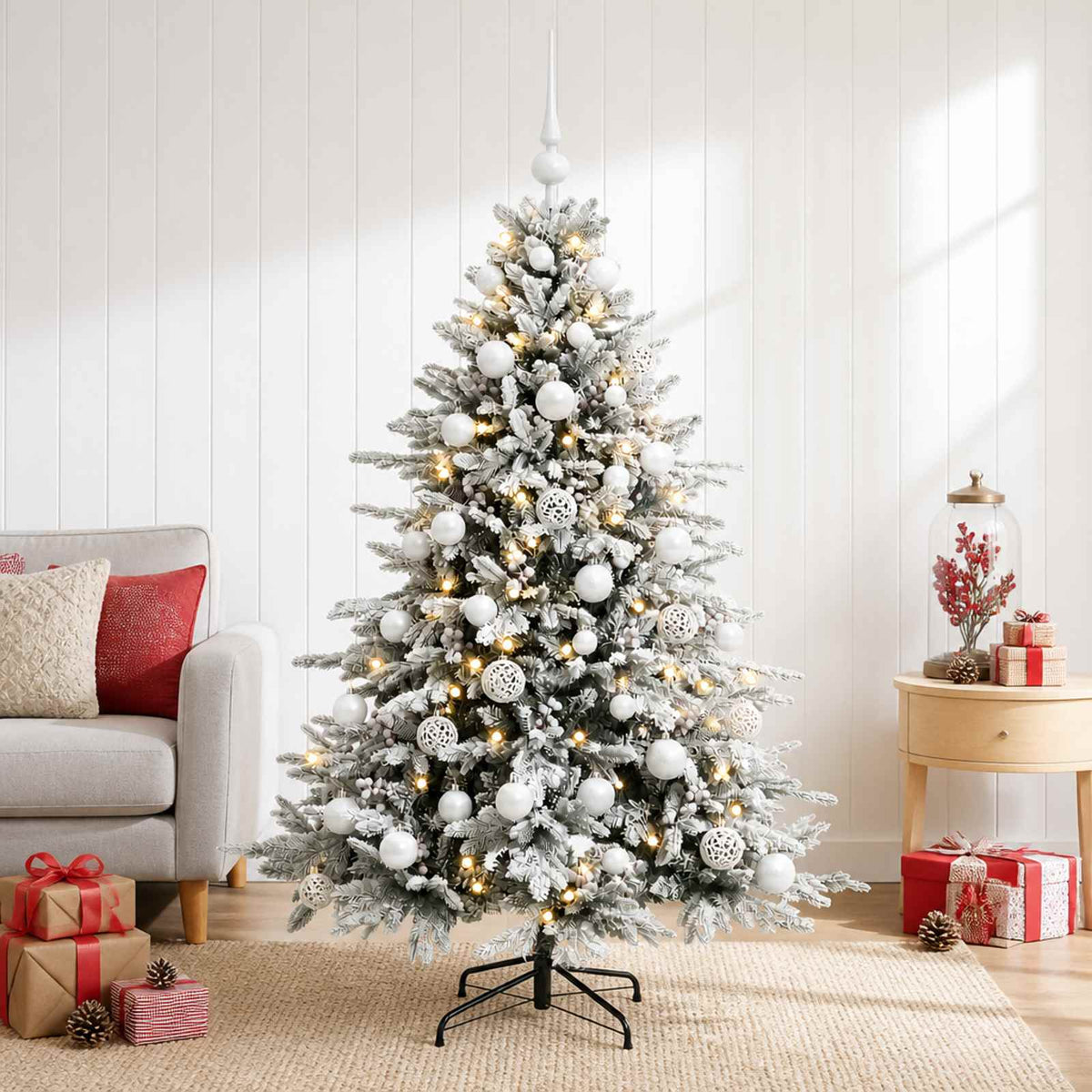 vidaXL Artificial Christmas Tree with Bauble 150 cm 150 LEDs