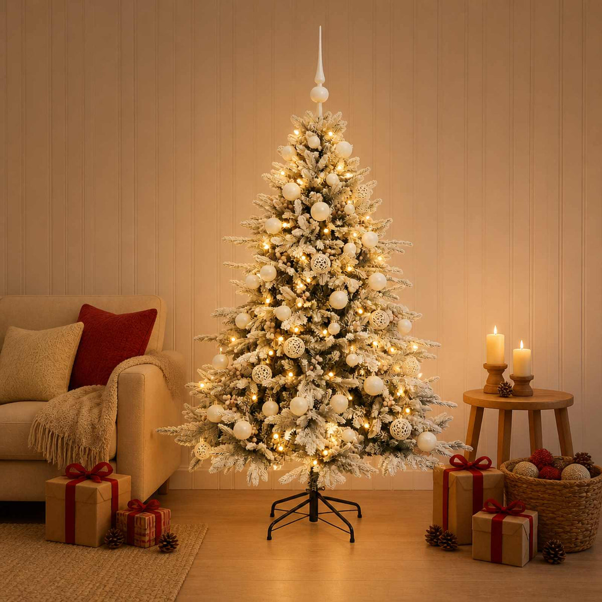 vidaXL Artificial Christmas Tree with Bauble 150 cm 150 LEDs