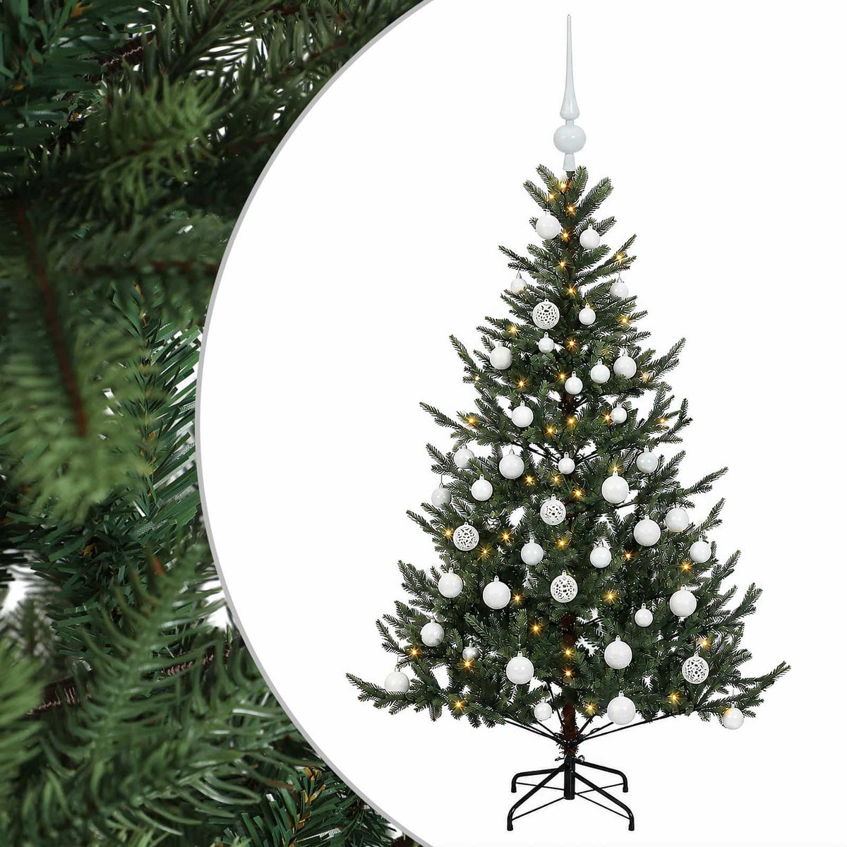 vidaXL Artificial Christmas Tree with Bauble 120 cm 150 LEDs