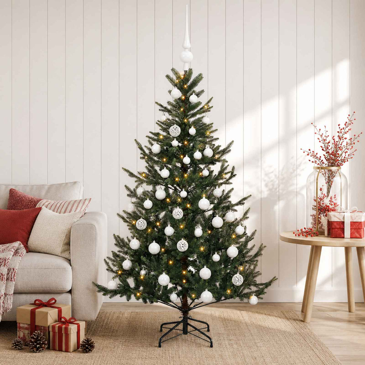 vidaXL Artificial Christmas Tree with Bauble 150 cm 150 LEDs