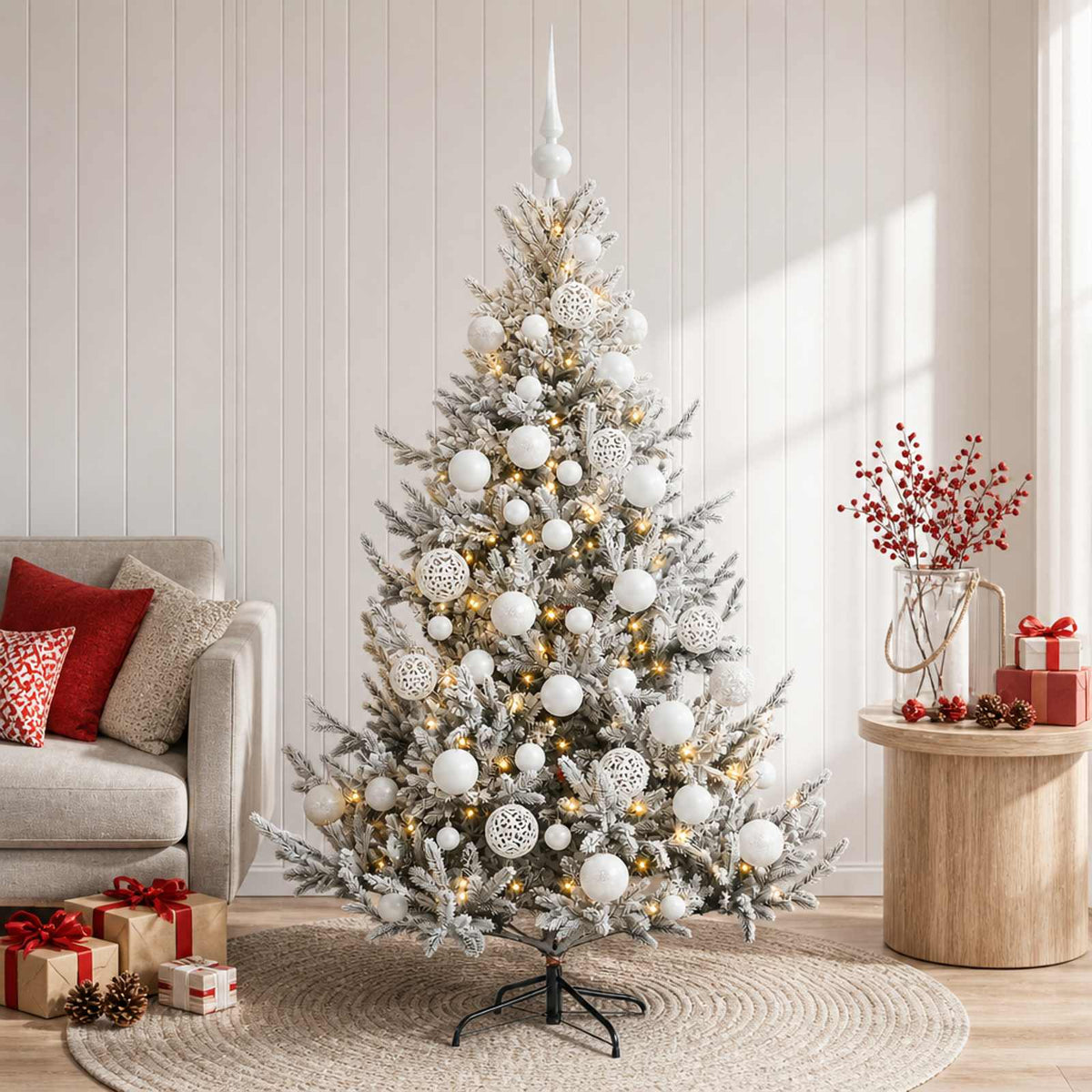 vidaXL Artificial Christmas Tree with Bauble 120 cm 150 LEDs