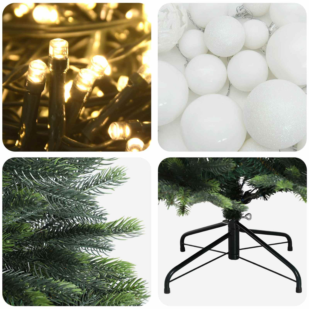 vidaXL Artificial Christmas Tree with Bauble 120 cm 150 LEDs