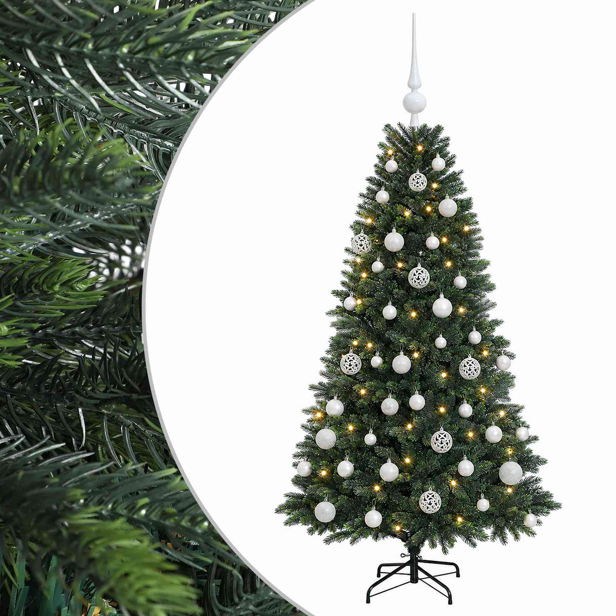 vidaXL Artificial Christmas Tree with Bauble 120 cm 150 LEDs