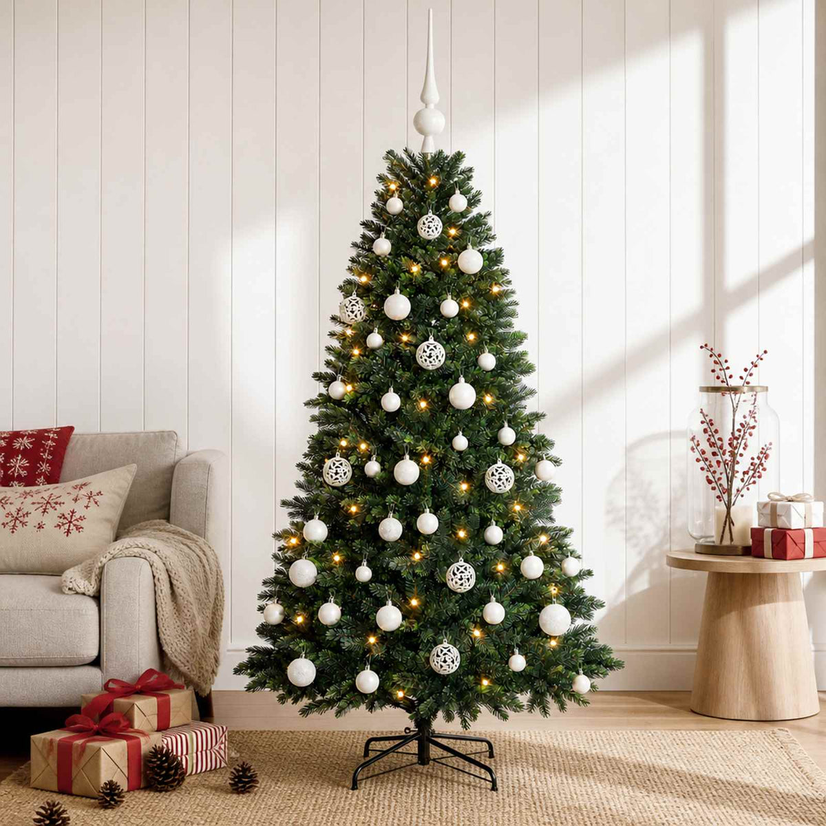vidaXL Artificial Christmas Tree with Bauble 120 cm 150 LEDs