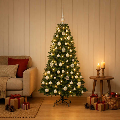vidaXL Artificial Christmas Tree with Bauble 120 cm 150 LEDs