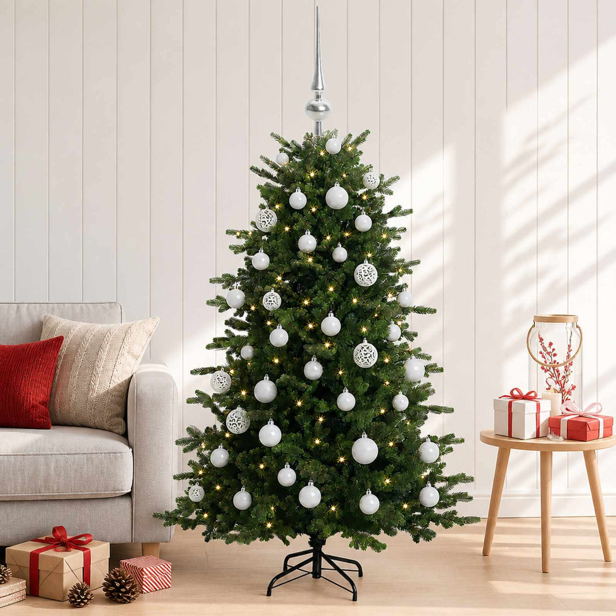 vidaXL Artificial Christmas Tree with Bauble 150 cm 150 LEDs