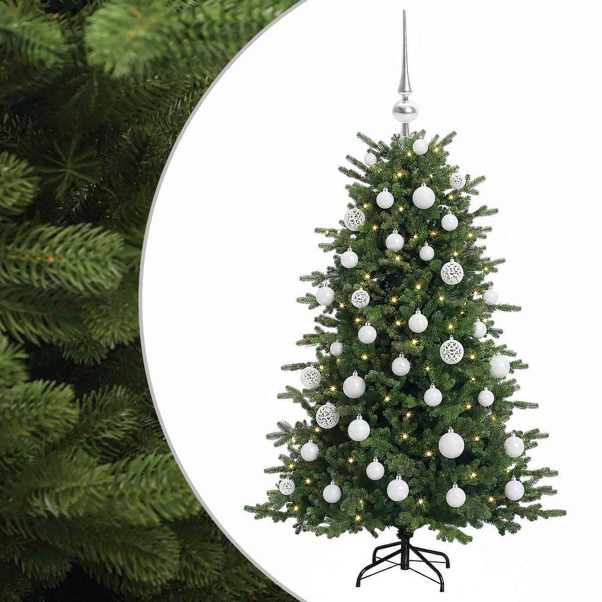 vidaXL Artificial Christmas Tree with Bauble 150 cm 150 LEDs