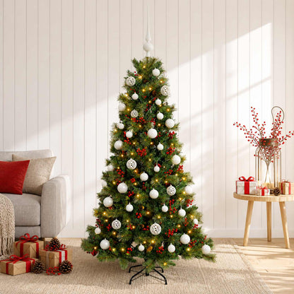 vidaXL Artificial Christmas Tree with Bauble 150 cm 150 LEDs
