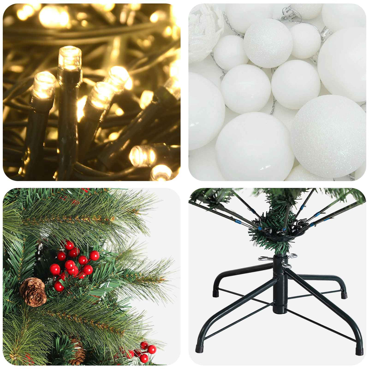 vidaXL Artificial Christmas Tree with Bauble 150 cm 150 LEDs