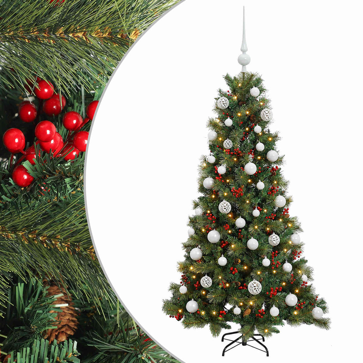 vidaXL Artificial Christmas Tree with Bauble 150 cm 150 LEDs